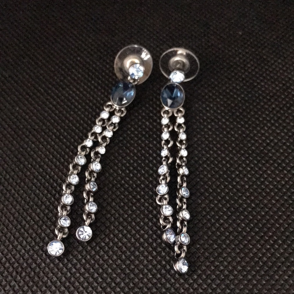 Givenchy Blue Crystal Double Strand Earrings